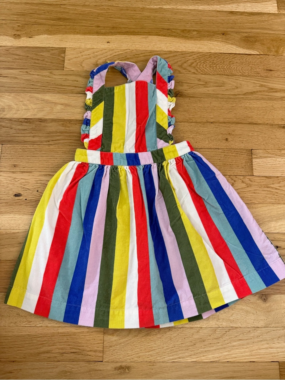 Kids Rainbow Stripe Pinafore Dress- Multicolor